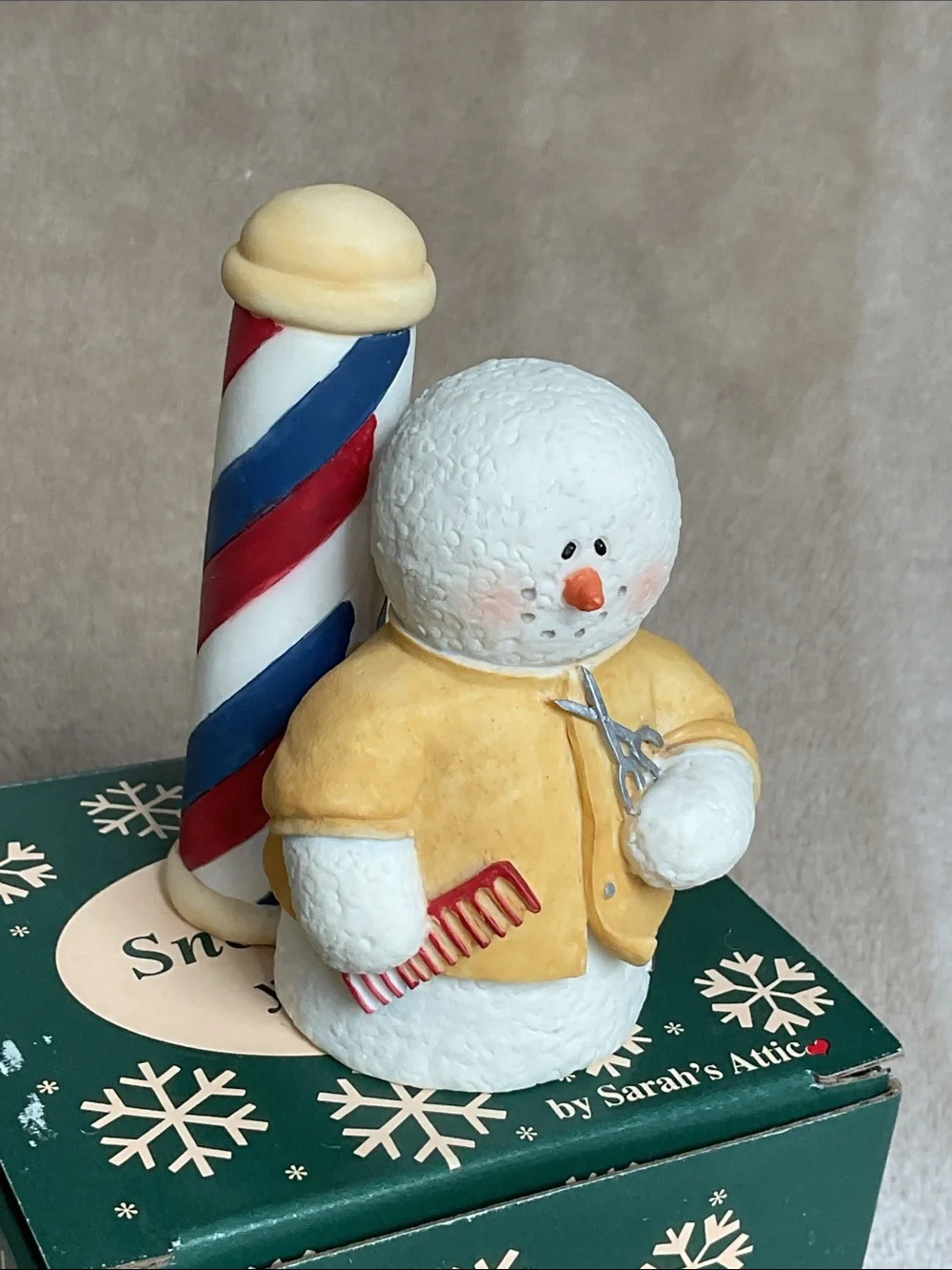 Snowbonders 'At Work' Barber Snowman Figurine by Snowonders